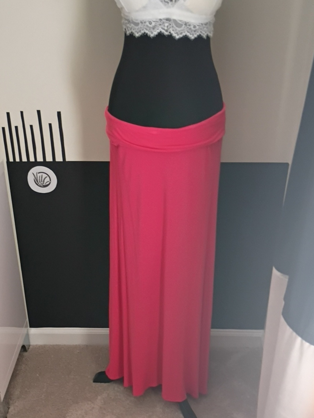 Rebel Sugar Fold-Over Waist Maxi Skirt in Coral